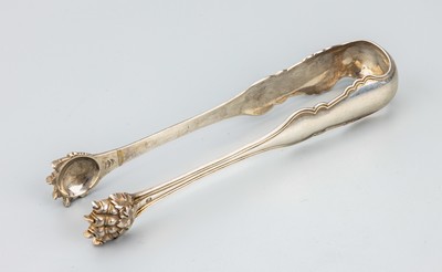 Prunk-Zuckerzange, Frankreich um 1900, 950er Silber, Enden in Klauenform, fein ausgearbeitet, Akanthusblattverzierung, Meistermarke nicht ...