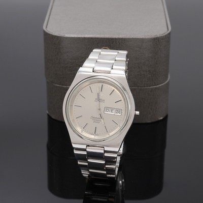 OMEGA Herrenarmbanduhr Seamaster Cosmic 2000 in Stahl, Schweiz um 1975, Automatik, Stülpgeh. inkl. orig. Gliederband m. Faltschl., silb. Zifferbl. ...