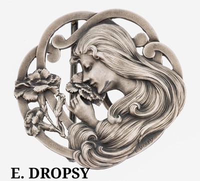 Seltene kleine Gürtelschließe E. DROPSY, Frankreich um 1900 , 800er Silber, Meistermarke A. Savard, sign. E. Dropsy, bekannter franz. Medailleur, ...