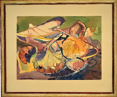 Will Sohl, 1906-1969 Ludwigshafen, Stillleben, Aquarell auf Papier, links unten signiert und dat. 51, ca. 49x64cm, PP, u.Gl., R. ca. 75x90cm