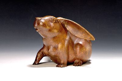 Gernot Rumpf, 1941 - 1925 Kaiserslautern, Hasendame mit angelegten Ohren, signiert und monogrammiert, ca. 17 x 26.5 x 23.5 cm num. 25/25
