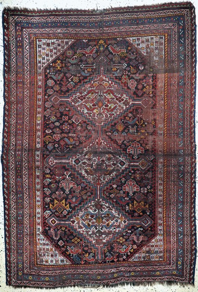 Khamseh antik, Persien, um 1900, Wolle auf Wolle, ca. 242 x 170 cm, EHZ: 4