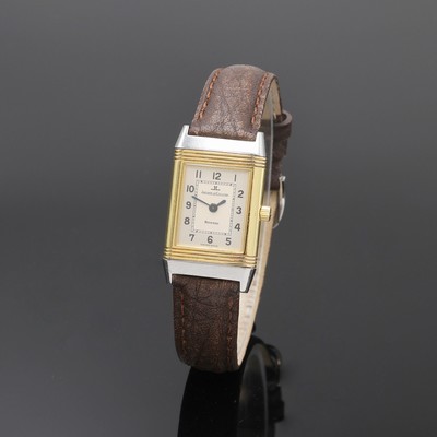 Jaeger-LeCoultre Damenarmbanduhr Reverso Referenz 260.5.86, Schweiz um 2005, Handaufzug, um 180 Grad drehbares Wendegehäuse in Edelstahl/Gold ...
