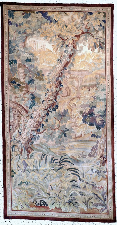 Tapisserie"Flandern"antik, signiert"LK", um1900, Wolle auf Baumwolle, ca. 230 x 120 cm, EHZ: 2