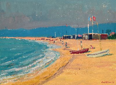 Karl Bürkli, 1917 Werrikon-2012 Uster, Am Strand, Öl/Lwd, rechts unten sign. und dat. 72, ca. 30x40cm, R. ca. 43x53cm
