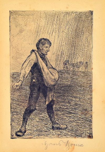 Hans Thoma, 1839 Bernau-1924 Karlsruhe, Der Sämann II, Radierung von 1911, handsign., leicht gebräunt, ca. 13.5x9cm, PP, u.Gl., R. ca. 31x26cm