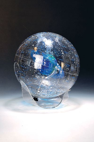 Planetarischer Globus "Starship Earth II", Columbus Verlag Paul Ostergaard GmbH, Krauchenwies, Acrylglas, Modell mit Sternenbildern und ...