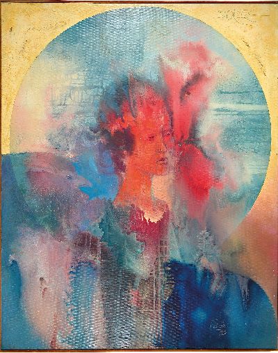 Klaus Heinrich Keller, 1938-2018, Frauenporträt im Oval, 1970, Öl/Lwd, bezeichnet, links unten signiert und datiert, Leistenrahmen 102x81 cm