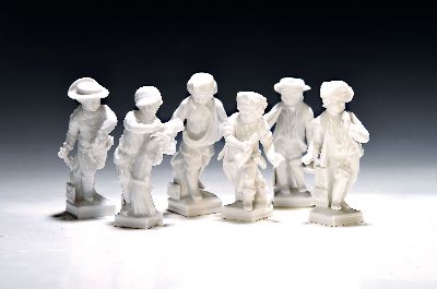 6 Porzellanfiguren, KPM Berlin, 20. Jh., Allegorien auf die Sternzeichen: Jungfrau, Schütze, Löwe, Skorpion, Steinbock, Stier, weiß, H. je ca. ...