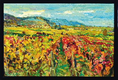 Werner Trautmann, 1913 Obermoschel-2007 Neustadt a.d.Weinstr., Herbst an der Haardt (Pfalz) so rückseitig betitelt und dat. 1970, Öl/Malkarton, ...