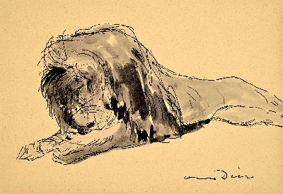 Otto Dill, 1884 Neustadt/Wstr. - 1957 Bad Dürkheim, Tuschzeichnung aquarelliert, signiert, PP-Ausschnitt 19 x 27.5 cm, unter Glas, Rahmen ca. 40.5 x ...