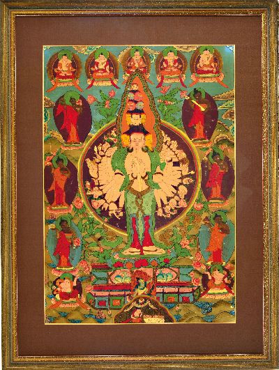 2 Thangka, wohl Nepal 20. Jh., ca. 59 x 42 cm und 60 x 40 cm, unter Glas, Rahmen ca. 80 x 58.5 cm