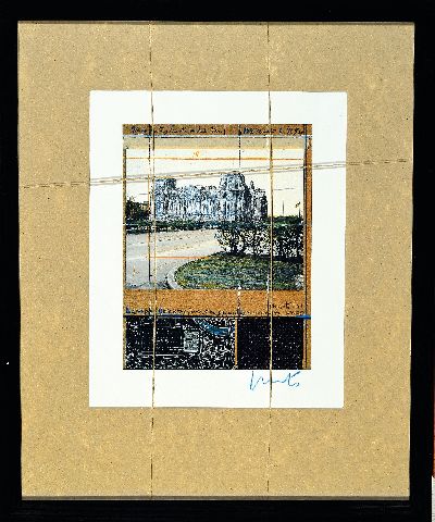 Christo und Jeanne Claude, Wrapped Reichstag Druck XIV, Project for Berlin, Vierfarbenoffset 1995, im Naß in Naß Verfahren mit Silberbeschichtung ...