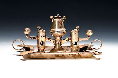 Edward VII Rauchergarnitur aus Silber, London, 1906, Silber, Händlergarvur Woodruff & Horsefield, Meistermarke HSB, ca. 444g