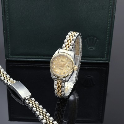 ROLEX Datejust Damenarmbanduhr Referenz 6917, Schweiz um 1979, Automatik, Edelstahl/Gold komb. inkl. Jubileeband m. Faltschl., verschr. Boden u. ...