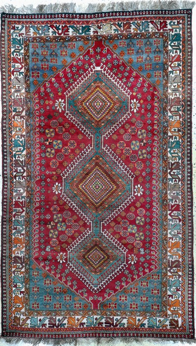 Ghaschgai alt, Persien, Anfang 20.Jhd, Wolle auf Wolle, ca. 265 x 155 cm, EHZ: 2