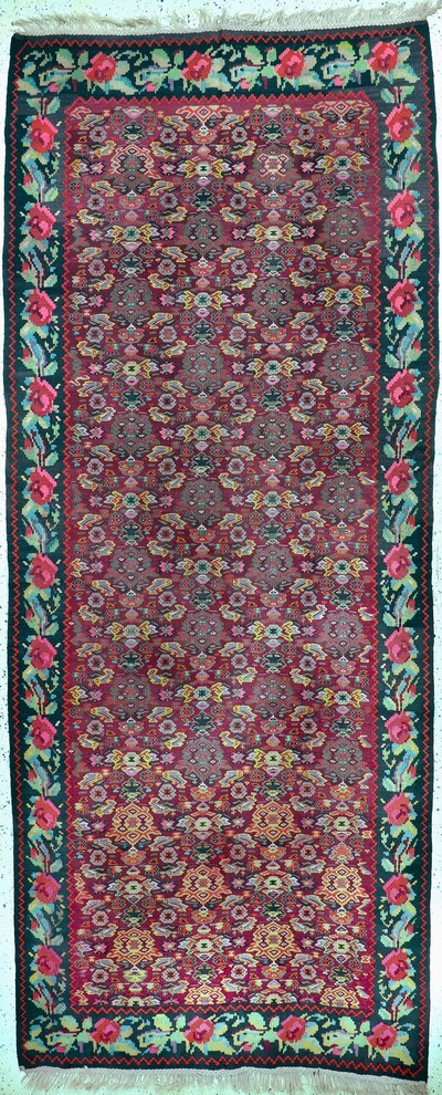 Karabagh Kelim alt, Kaukasus, Anfang 20.Jhd, Wolle auf Wolle, ca. 370 x 150 cm, EHZ: 2