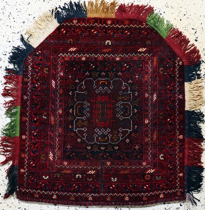 Sattelauflage alt, Afghanistan, Mitte 20.Jhd, Wolle auf Wolle, ca. 80 x 80 cm, EHZ: 2
