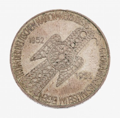 Silbermünze, 5 Mark, Deutschland, 1952, Germanisches Museum Nürnberg