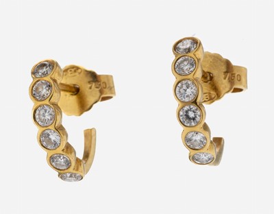 Paar 18 kt Gold Brillant-Ohrstecker, GG 750/000, 12 Brillanten zus. ca. 0.40 ct feinesWeiß-Weiß/vs-si, ca. 2.4 g