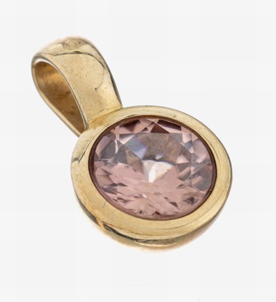 9 kt Gold Morganit-Anhänger, GG 375/000, schlichtes Design, rundfacett. 2.0 ct, L. ca. 1.8 cm, ca. 2.8 g