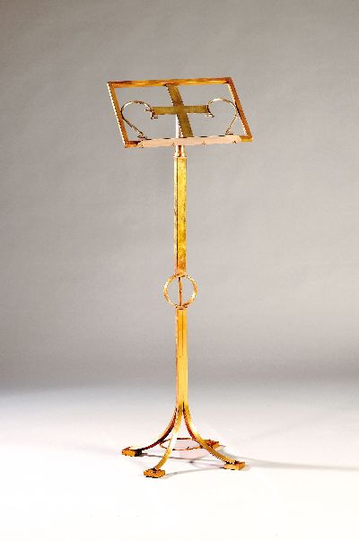 Höhenverstellbarer Speisekarten-/Notenständer, um 1900, Messing und Metall, zwischen 126 und ca. 155cm, EZ 2