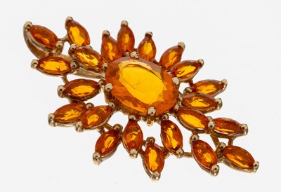 14 kt Gold Feueropal-Anhänger, GG 585/000, facett. Feueropale zus. ca. 3.00 ct, ca. 2.3 g