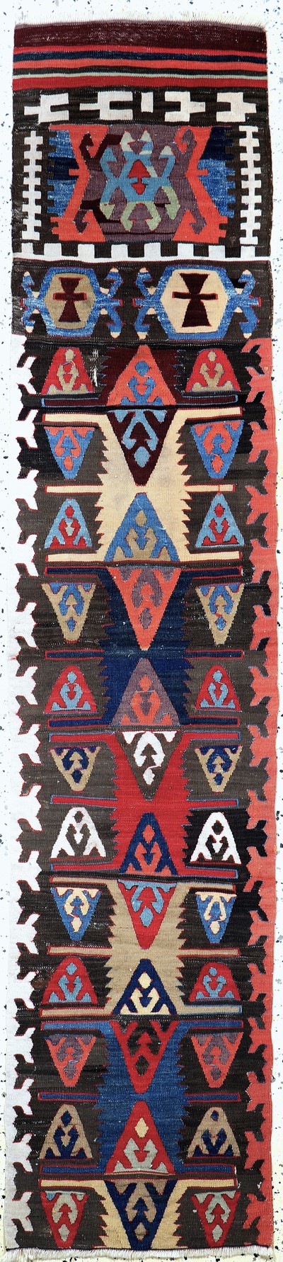 Anatol Kelim Fragment, Türkei, 19.Jhd, Wolle auf Wolle, ca. 223 x 48 cm, EHZ: 3
