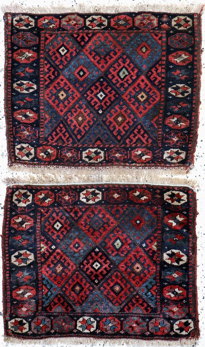 2 Lots"Jaf"antik, Persien, um 1900, Wolle auf Wolle, ca. 64 x 50 cm, EHZ: 2-3, (restauriert)