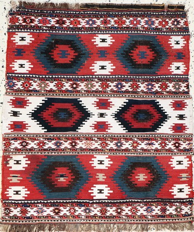 Shahsawan Mafraschteil antik, Persien, um 1900, Wolle auf Wolle, ca. 85 x 72 cm, EHZ: 3