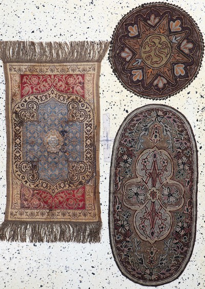3 Lots osmanische Stickerei, Türkei, Anfang20.Jhd, Metall-Wollstickerei, ca. 80 x 38 cm, EHZ: 2-3