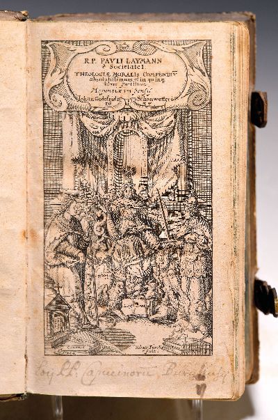 Paul Laymann (1575-1635): Theologiae Moralis Compendium, Mainz, Johann Gottfried Schönwetter 1637, kl.8°, 1344 S., geprägter Ledereinband, ...