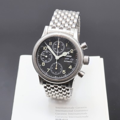 TUTIMA Herrenarmbanduhr Fliegerchronograph F2 in Edelstahl Referenz 780, Automatik, matt. Geh. m. drehb. Riffel-Lünette, Boden und Krone verschr., ...