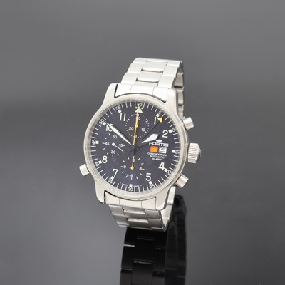 FORTIS Armbandchronograph mit Alarm Referenz 599.10.170, Automatik, Schweiz um 2000, Edelstahl inkl. orig. Gliederband m. Faltschl., Boden verschr., ...