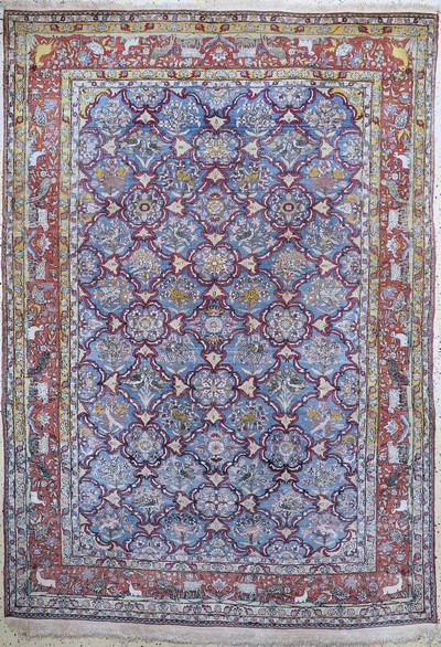 Teheran antik, Persien, Anfang 20.Jhd, Wolle auf Baumwolle, ca. 288 x 200 cm, EHZ: 2,(Mottenfrass).