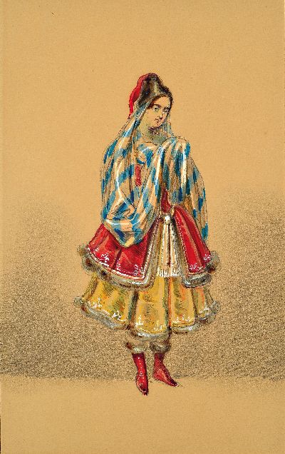F. Benini, italienisch, 19./20.Jh., 4 aquarellierte Zeichnungen, wohl Kostümstudien, z.T. signiert, je unter PP 24,5x17 cm