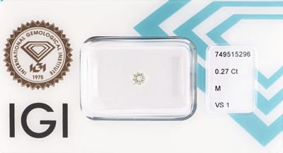 Loser Brillant, 0.27 ct Getönt(M)/vs1, eingeschweißt, IGI-Expertise anbei