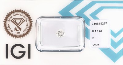 Loser Brillant, 0.47 ct feines Weiß+(F)/vs2, eingeschweißt, IGI-Expertise anbei