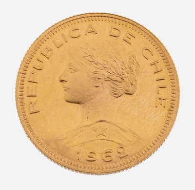 Goldmünze, 100 Pesos, Chile, 1962, Diez Condores, Republica de Chile