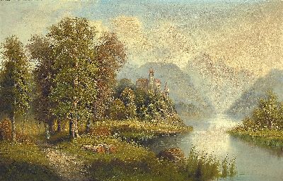C. Rieder, Pseudonym des Anton Pick, 1840 Görz-ca. 1905 Wien, rückseitig auf altem Etikett betitelt: Partie aus dem Mürzthale Steiermark, Blick ...