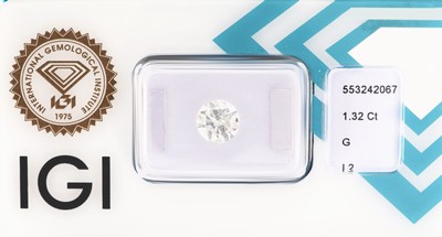 Loser Brillant 1.32 ct feines Weiß(G)/p2, eingeschweißt, IGI-Expertise anbei