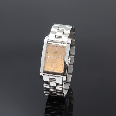 BAUME & MERCIER Armbanduhr Serie Hampton Referenz MV045063, Schweiz um 2000, quarz, Edelstahlgeh. inkl. Gliederband m. dopp. Faltschließe, Boden ...