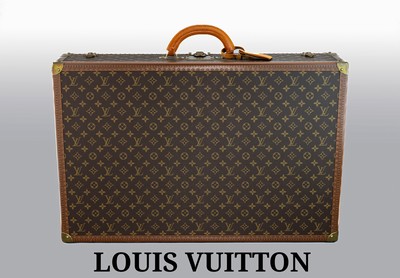 LOUIS VUITTON Koffer Bisten 75, Monogramm Canvas, abgerundeter Griff aus Leder, beschichtetes Textilinnenfutter, Besätze aus Leder, Beschläge von ...