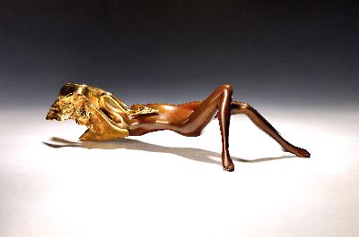 Bruno Bruni,geb.1935 Gradara,Italien, Leda con Cigno, Bronzeskulptur, sign., num. 56/250, H. ca. 12cm, L. c.a 54cm