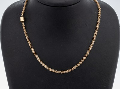 14 kt Gold Brillant-Collier, GG 585/000, runde Glieder, 110 Brillanten zus. ca. 2.30 ctTop Light Brown/p, L. ca. 45 cm, Magnetschließe, GG 585/000, ...