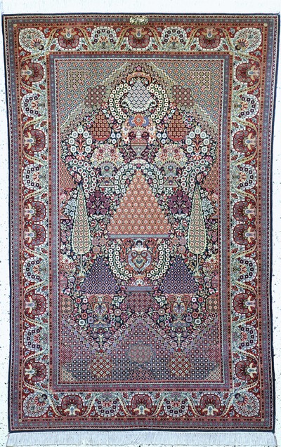 Keschan"Dabir-Sanayeh"fein, signiert, Persien, Anfang 20.Jhd, Korkwolle auf Baumwolle, ca. 210 x 136 cm, fachkundig gereinigt, EHZ: 1-2, ...