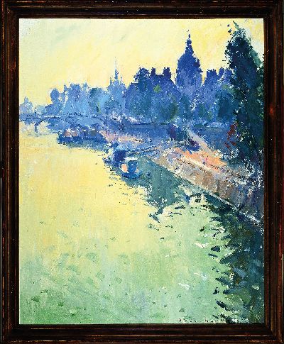 Paul-Jean Anderbourh, 1909 Paris - Casablanca 2006, "Bord de Seine a Paris", Le Matin", original Titel, "Seine-Ufer in ...