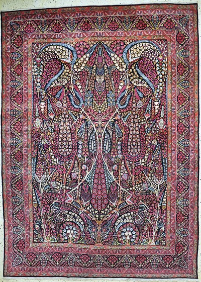 Kerman"Mille Fleur"fein, Persien, Anfang 20.Jhd, Korkwolle auf Baumwolle, ca. 345 x 250cm, fachkundig gereinigt, EHZ: 1-2
