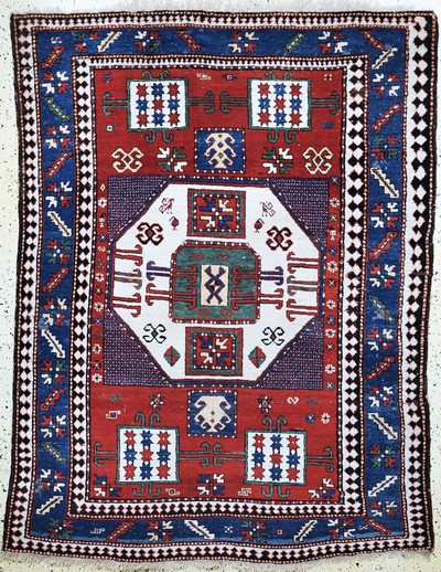 "Karachoph"Kazak antik, Kaukasus, 19.Jhd, Wolle auf Wolle, ca. 210 x 165 cm, EHZ: 2-3