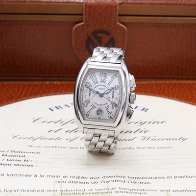 FRANCK MULLER Armbandchronograph Conquistador in Edelstahl, Schweiz um 2005, Automatik, orig. Gliederband m. dopp. Faltschl., Boden 4-fach verschr., ...